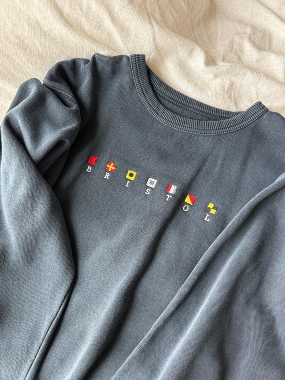 Austin’s Inc. Navy Bristol Flag Graphic Crewneck Sweatshirt